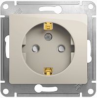 Розетка с заземлением без рамки Systeme Electric Glossa 1-м. шторки молочный картинка